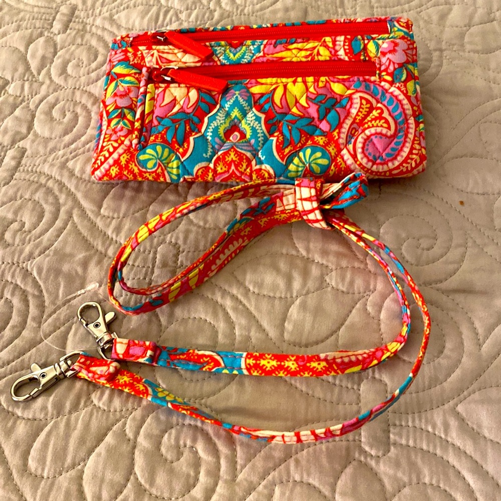 Paisley in Paradise wallet with shoulder strap by Vera Bradley. Like new!